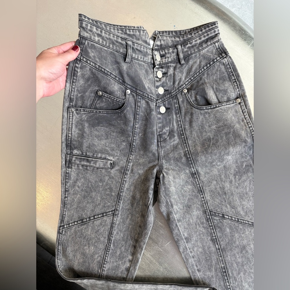 Étoile Isabel Marant Gray Henoya Acid-wash High Rise Slim Jeans US 27 - Picture 2 of 15
